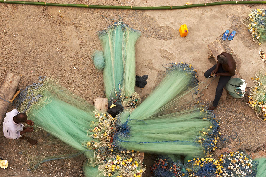 357   Fishermen repairing their nets   Cape Coast